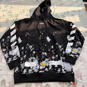 Off-White Black Splatter Paint Hooded Sweatshirt